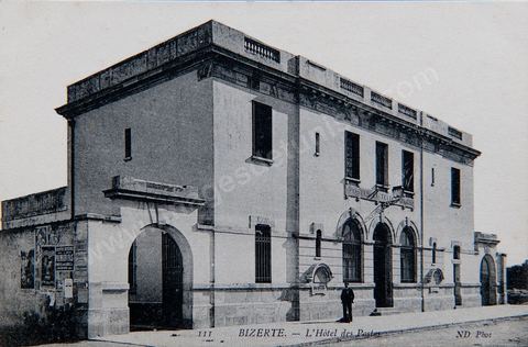 The Hôtel de sPostes in Bizerte - Vintage Postcard from Tunisia