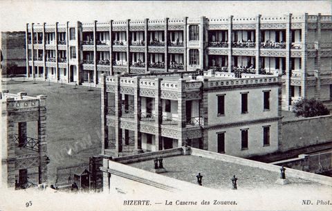 The Zouave Barracks - Bizerte - Vintage Postcard from Tunisia