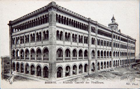 The New Tirailleurs Barracks - Bizerte - Vintage Postcard from Tunisia