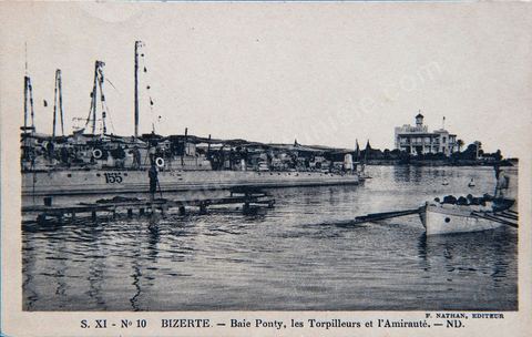 Ponty Bay, the Torpedo Boats, and the Admiralty - Bizerte - Vintage Postcard from Tunisia
