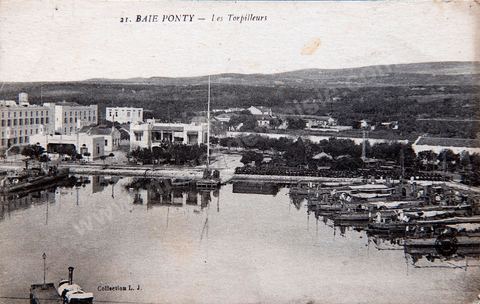 Ponty Bay and the Torpedo Boats - Bizerte - 1919 - Vintage Postcard from Tunisia