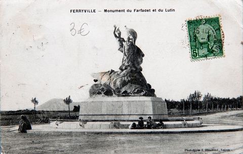 Monument du Farfadet et du Lutin à Ferryville actuelle Menzel Bourguiba - datée de 1913 - Carte postale ancienne Tunisie