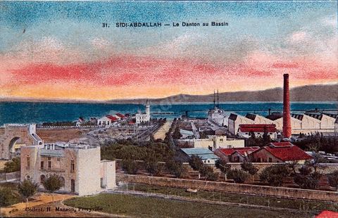 Le Danton au bassin - Carte postale ancienne Tunisie