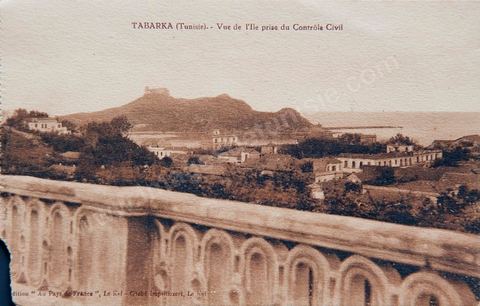 Tabarka - Vue de l'Ile prise du contrôle civil - Carte postale ancienne Tunisie