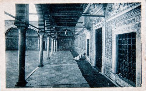 Cour intérieure de la Mosquée des Barbiers à Kairouan - Carte postale ancienne Tunisie