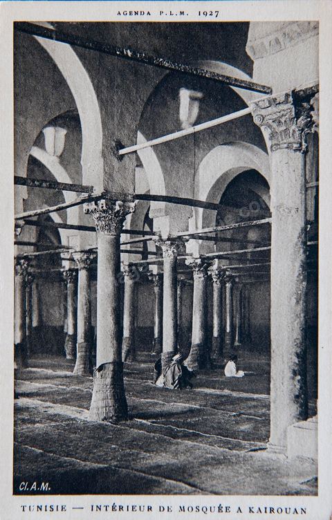 Salle des prières de la Grande mosquée de Kairouan 1927 - Carte postale ancienne Tunisie