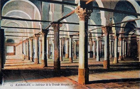 Salle des prières de la Grande mosquée de Kairouan - Carte postale ancienne Tunisie