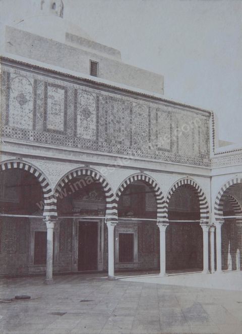 Patio de la mosquée du Barbier à Kairouan - Photo ancienne tirage papier original