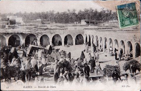 Marché de Djara à Gabès - 1906 - Carte postale ancienne Tunisie