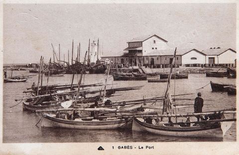Le port de Gabès - 1939 - Carte postale ancienne Tunisie