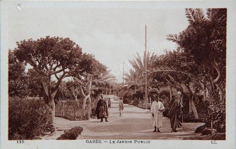 Gabès - Le jardin Public 1927 - Carte postale ancienne Tunisie