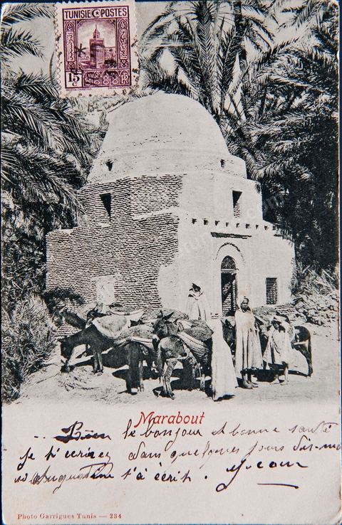 Marabout dans l'oasis de Zarzis - Carte postale ancienne Tunisie