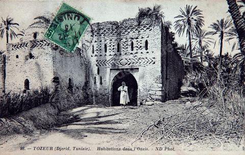 Habitation dans l'oasis de Tozeur - 1913 - Carte postale ancienne Tunisie