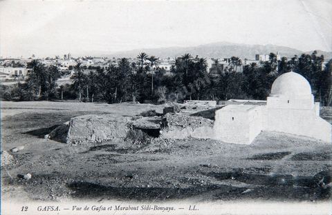 Vue de Gafsa et marabout Sidi Bonyaya à Gafsa - Carte postale ancienne Tunisie