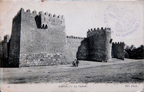 Mur extérieur de la Kasbah de Gafsa - datée 1918 - Carte postale ancienne Tunisie