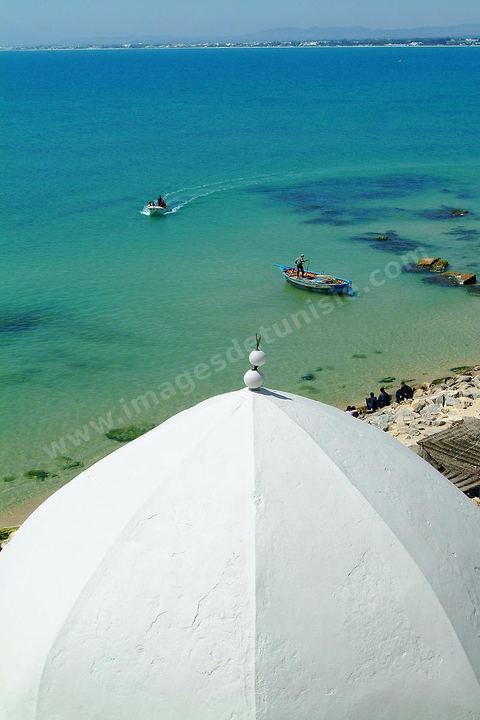 Rempart en bord de mer et villas de la medina d'Hammamet