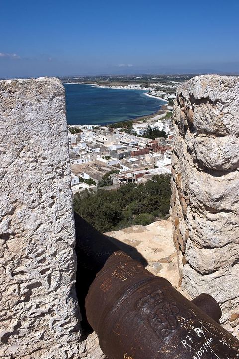 Forteresse byzantine surplombant la ville côtière de Kelibia au Cap Bon