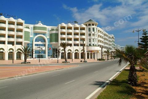 Promenade with hotels in the Yasmine Hammamet tourist area