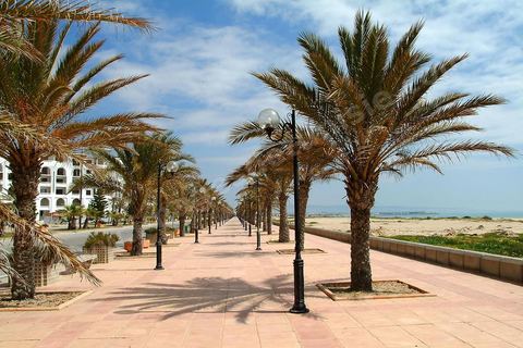 Promenade with hotels in the Yasmine Hammamet tourist area
