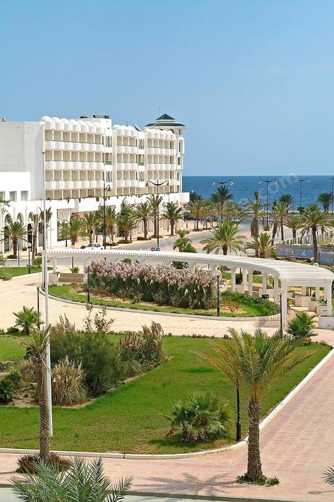 Promenade with hotels in the Yasmine Hammamet tourist area