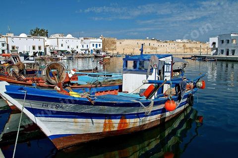 Rempart de la medina de Bizerte au bord du vieux port de pêche.