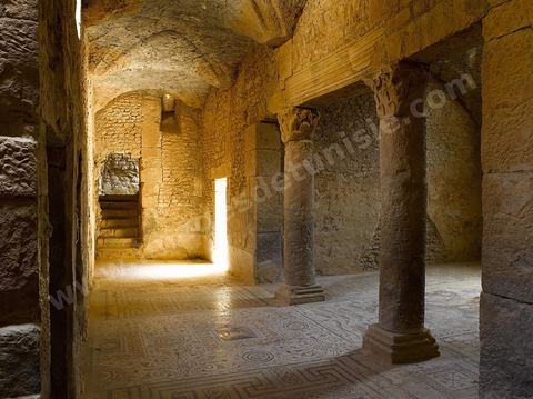 Sous sol et pavement mosaiques de la maison d'Amphitrite sur le Site archéologique de Bulla Regia 