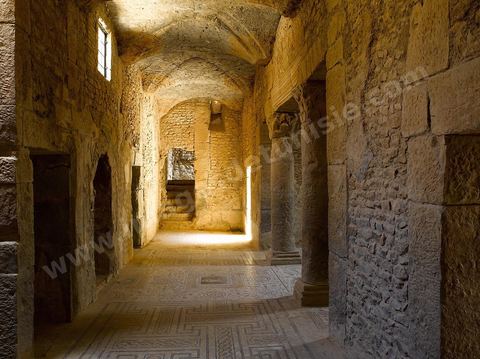 Sous sol et pavement mosaiques de la maison d'Amphitrite sur le Site archéologique de Bulla Regia 