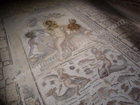 Sous sol et pavement mosaiques de la maison d'Amphitrite sur le Site archéologique de Bulla Regia 