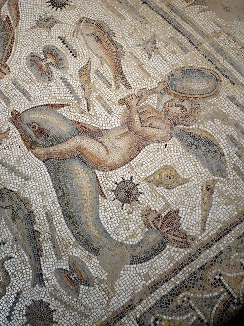 Sous sol et pavement mosaiques de la maison d'Amphitrite sur le Site archéologique de Bulla Regia 
