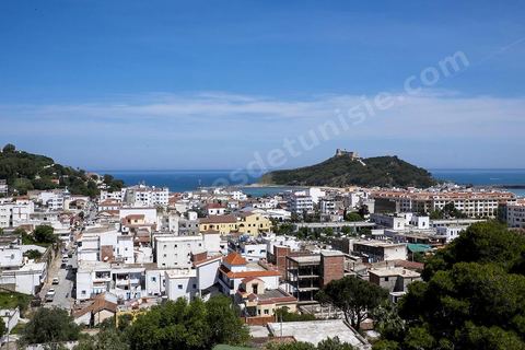 A panoramic view of Tabarka and the Genoese fort, nestled between the sea and the mountains.