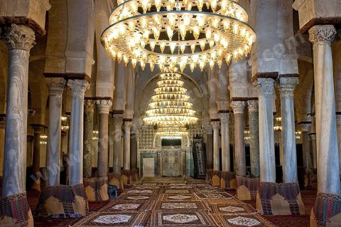 la salle des prières de la Grande Mosquée de Kairouan