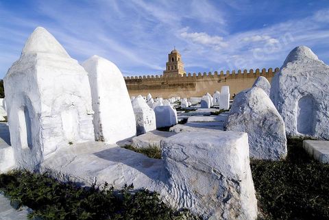 Cemetery, Enclosure, and Minaret of the Great Mosque of Kairouan
