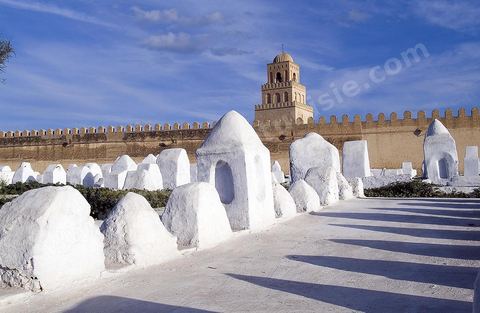 Cemetery, Enclosure, and Minaret of the Great Mosque of Kairouan