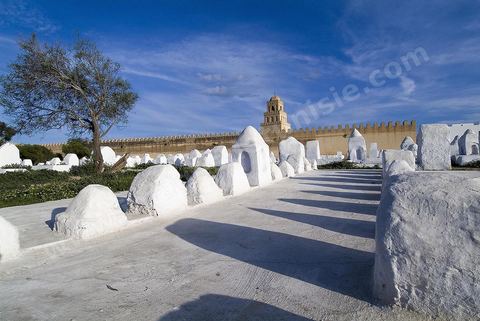 Cemetery, Enclosure, and Minaret of the Great Mosque of Kairouan