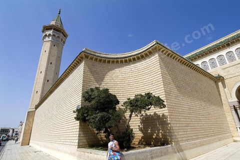 La Mosquée Bourguiba marque l'entrée de la medina de Monastir, elle fut construite en 1963. Elle offre un travail extrémement soigné et une décoration luxueuse qui dénote de la vitalité des arts décoratifs tunisiens.