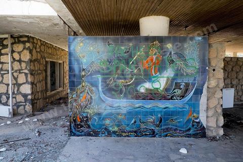 Bungalows abandonnés dans l'enceinte de l'ancien palais Bourgiuiba à Skanès Monastir
