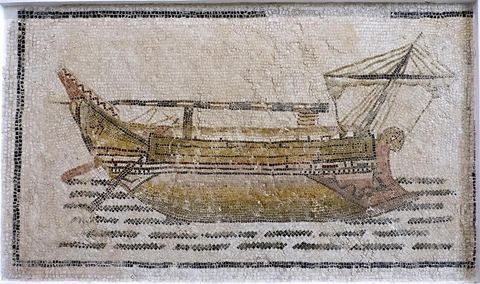 mosaique d'un navire - musée archéologique de Sousse dans la Kasbah située en haut de la medina de Sousse