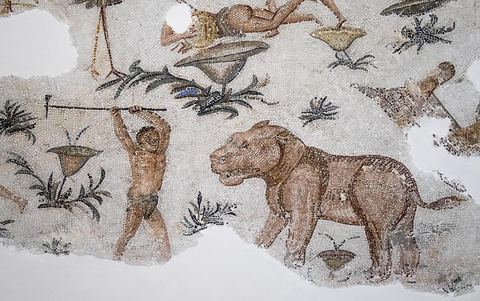 Mosaique scène de chasse paysage nilotique - musée archéologique de Sousse dans la Kasbah située en haut de la medina de Sousse
