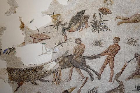 Mosaique scène de chasse - musée archéologique de Sousse dans la Kasbah située en haut de la medina de Sousse