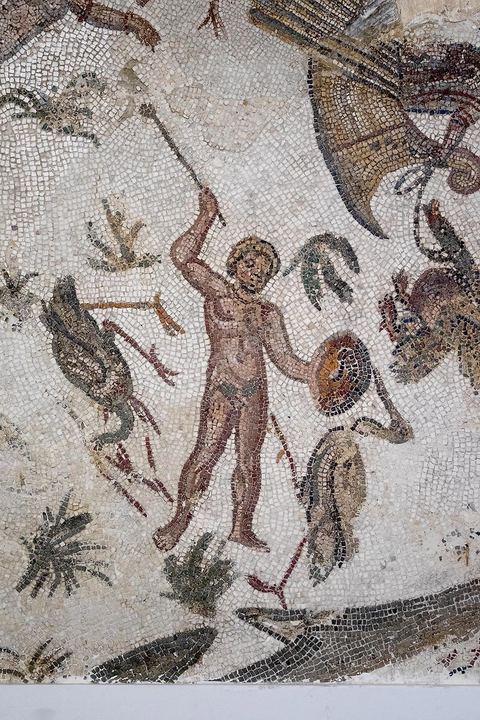 Mosaique scène de chasse - musée archéologique de Sousse dans la Kasbah située en haut de la medina de Sousse