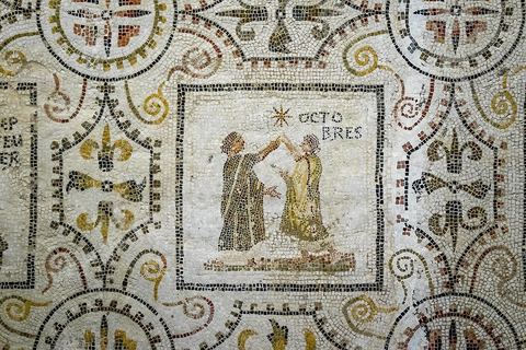 Mosaique des saisons et des mois, un calendrier illustré, El Djem, 186 x 273 cm - musée archéologique de Sousse dans la Kasbah située en haut de la medina de Sousse