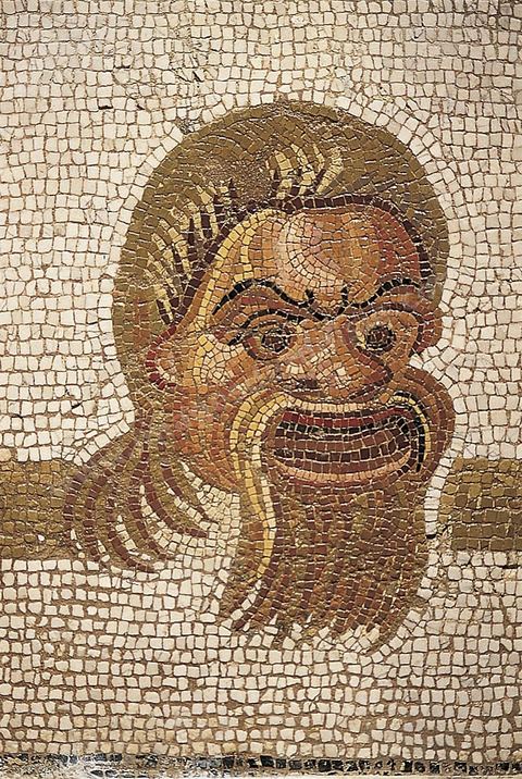 Mosaique masques de théâtre - musée archéologique de Sousse dans la Kasbah située en haut de la medina de Sousse