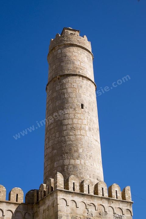 Façade extérieure du Ribat de Sousse ou la perle du Sahel. 