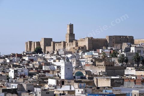 Vue générale de Sousse depuis le ribat avec en haut la Kasbah. Sousse ou la perle du Sahel. 
