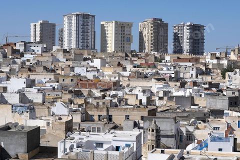 Vue sur Sousse moderne dpuis ribat. Sousse ou la perle du Sahel. 