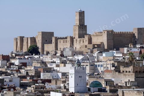 Vue générale de Sousse depuis le ribat avec en haut la Kasbah. Sousse ou la perle du Sahel. 