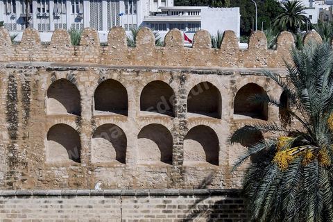 Vue sur Ribat et remparts de la medina de Sousse ou la perle du Sahel. 