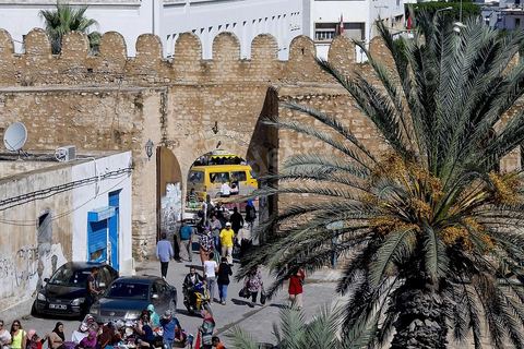 Vue sur Ribat et remparts de la medina de Sousse ou la perle du Sahel. 