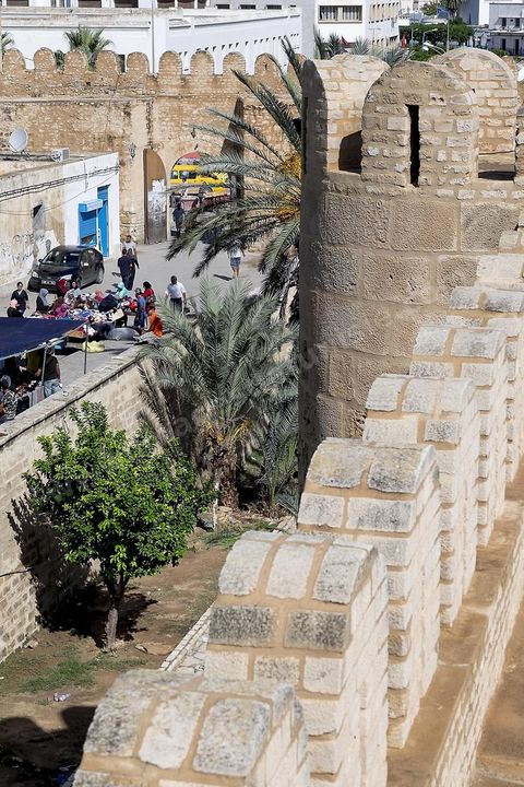 Vue sur Ribat et remparts de la medina de Sousse ou la perle du Sahel. 