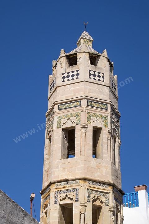 Minaret de la Zaouia Zakkak dasn la medina de Sousse. Sousse ou la perle du Sahel. 